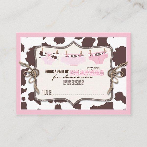 Cowgirl Tutu and Jeans Diaper Raffle Ticket Enclosure Card