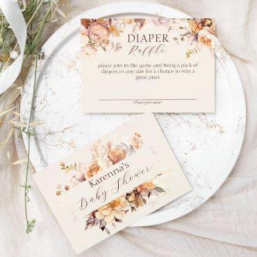 Cream Floral Fall Baby Shower Diaper Raffle Enclosure Card