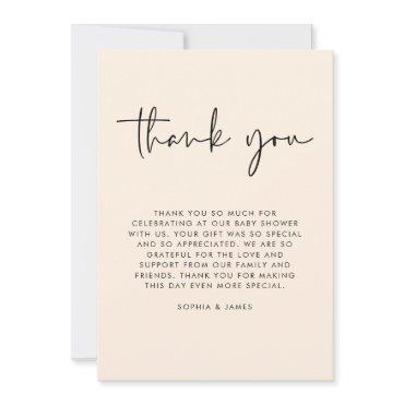 Cream Modern Gender Neutral Baby Shower Thank You