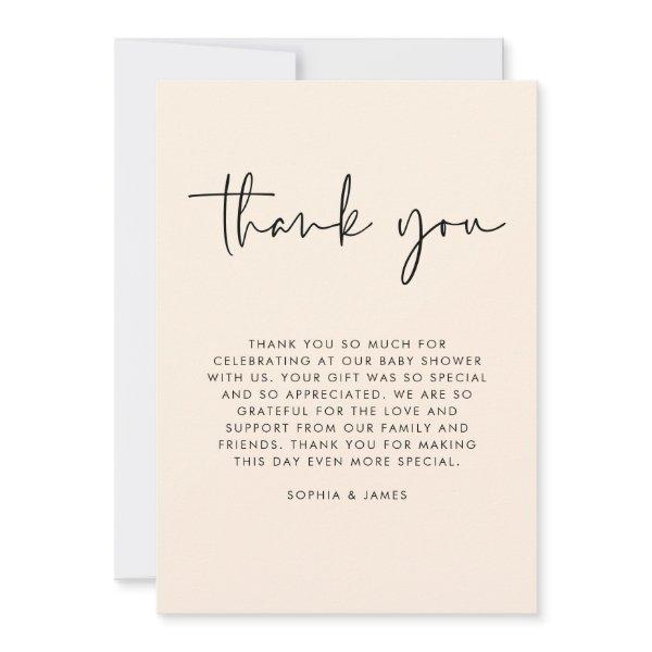 Cream Modern Gender Neutral Baby Shower Thank You