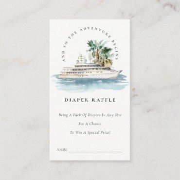 Cruise Palm Seascape Diaper Raffle Baby Shower Enclosure Card