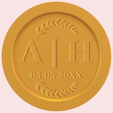 Custom Gold Wax Seal Initials Wedding Envelope