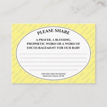 Custom PROPHETIC PRAYER For Baby Shower Enclosure Card