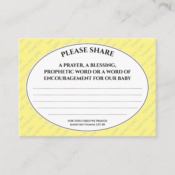 Custom PROPHETIC PRAYER For Baby Shower Enclosure Card