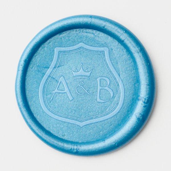 Custom Royal Crown Double Monogram Wedding Wax Seal Sticker