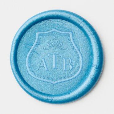 Custom Royal Crown Triple Monogram Wedding Wax Seal Sticker