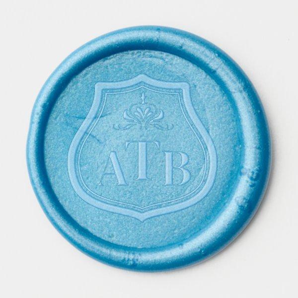 Custom Royal Crown Triple Monogram Wedding Wax Seal Sticker
