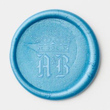 Custom Vintage Crowned Monogram Wedding Wax Seal Sticker