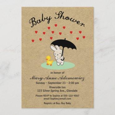 Customizable Bunny and Duck Baby Shower Invitation