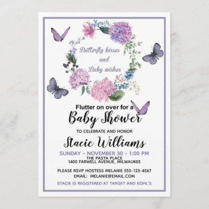 Customize Butterfly Kisses Baby Shower Invitation