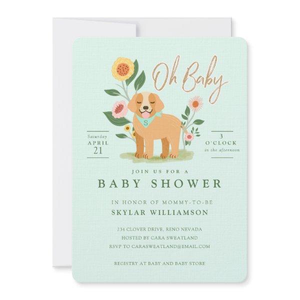 Cute Adorable Floral Golden Retriever