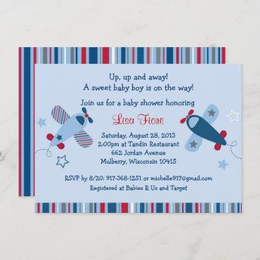 Cute Airplane Baby Shower Invitation