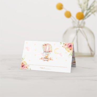 Cute Animals Hot Air Balloon Baby Shower Birthday Place Card
