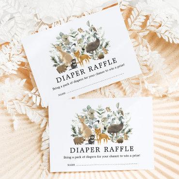 Cute Australian Animals Eucalyptus Diaper Raffle Enclosure Card