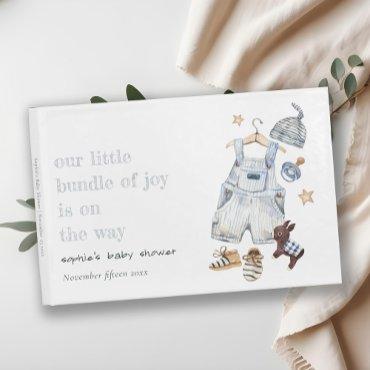 Cute Baby Clothes Essentials Blue Boy Baby Shower Guest Book