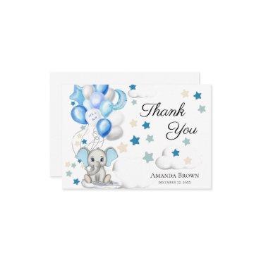 Cute Baby Elephant Boy Baby Shower | Thank You