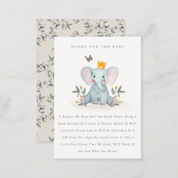 Cute Baby Elephant Fauna Books For Baby Shower Enclosure Card