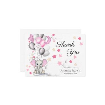 Cute Baby Elephant Girl Baby Shower | Thank You