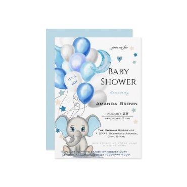 Cute Baby Elephant with Balloons Boy