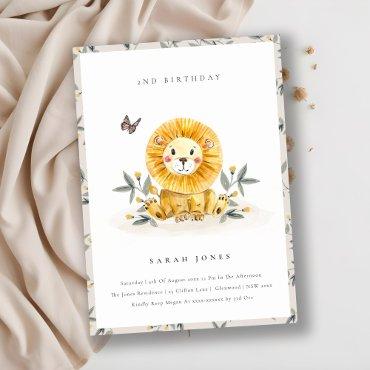 Cute Baby Lion Foliage Any Age Birthday Invite