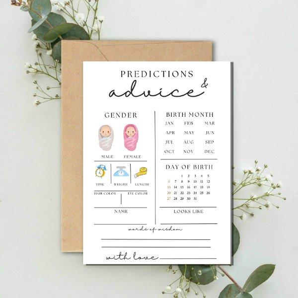 Cute Baby Shower Advice And Predictions Card