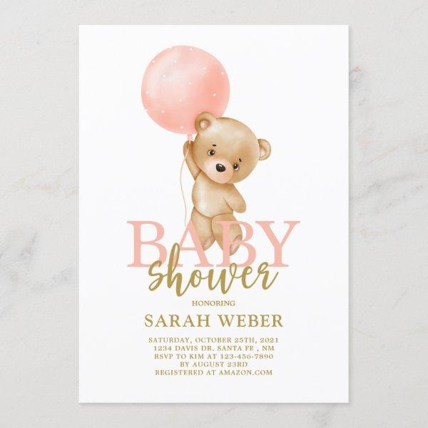 Cute bear balloon baby shower girl
