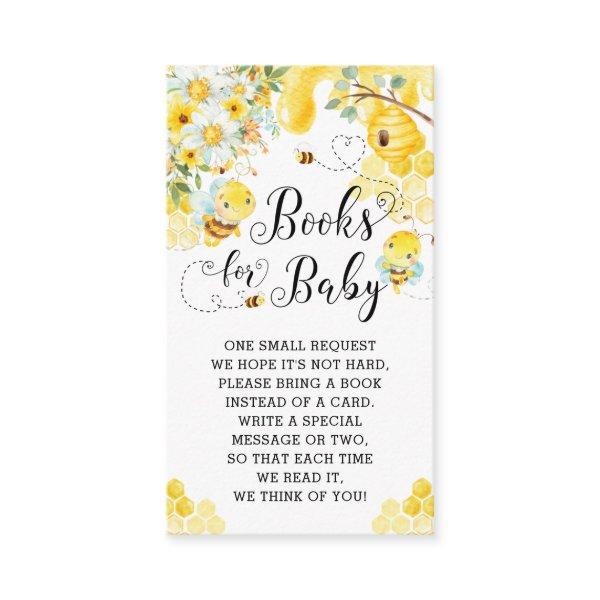 Cute Bees Yellow Floral Baby Shower Books for Baby Enclosure Card