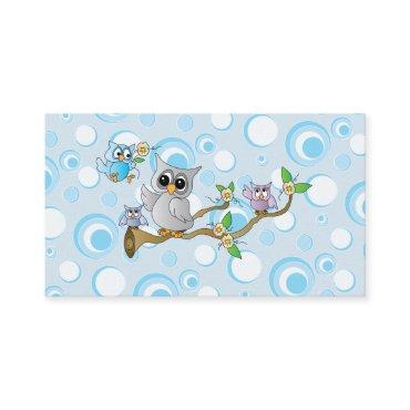 Cute Blue Baby Owls Baby Shower Book Raffle Enclosure Card