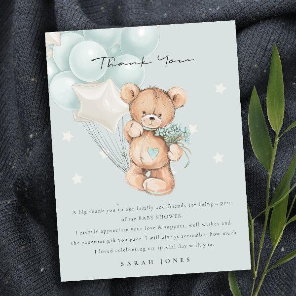 Cute Blue Bear Bearly Wait Balloon Baby Shower Postcard