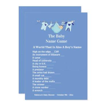 Cute Blue Boy Baby Shower Guessing Game