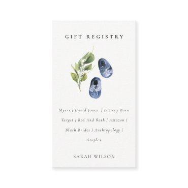 Cute Blue Green Leafy Gift Registry Baby Shower  Enclosure Card