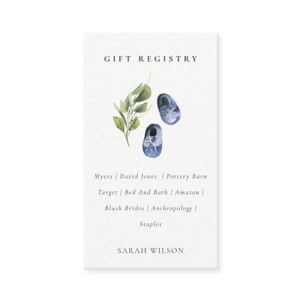 Cute Blue Green Leafy Gift Registry Baby Shower  Enclosure Card