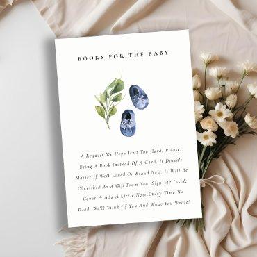 Cute Blue Leafy Shoes Books for Baby Shower Enclosure Card