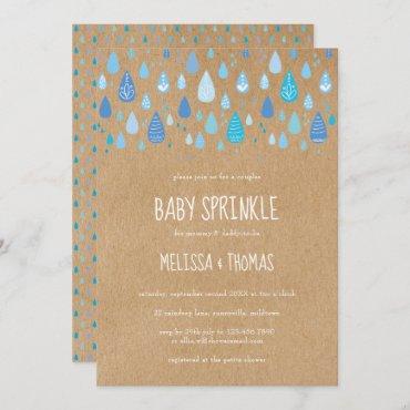 Cute Blue Raindrops Couples Baby Shower / Sprinkle