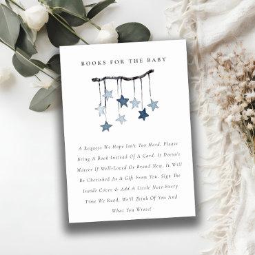 Cute Blue Star Mobile Books for Baby Shower Enclosure Card