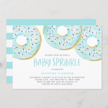 Cute Blue Watercolor Donuts Boy Baby Sprinkle