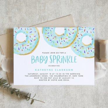Cute Blue Watercolor Donuts Boy Baby Sprinkle