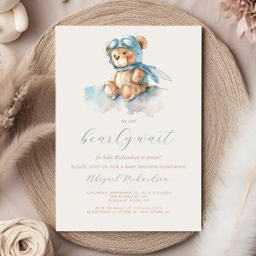 Cute Blue Watercolor Teddy Bear Boy