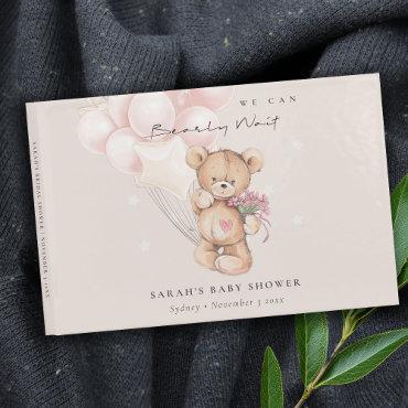 Cute Blush Bearly Wait Bear Balloon Baby Shower Guest Book