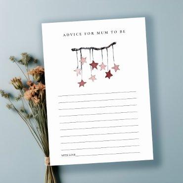 Cute Blush Star Mobile Advice for Mum Baby Shower Enclosure Card