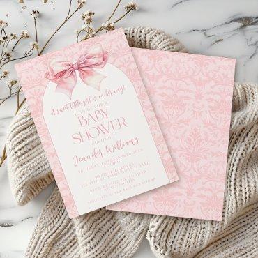 Cute boho chic blush pink bow baby girl shower
