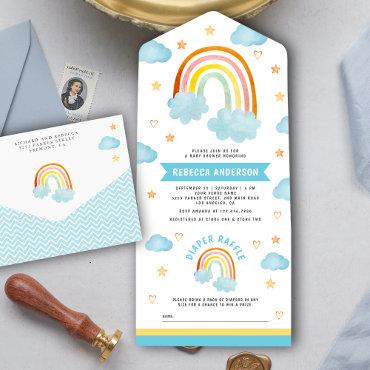 Cute Boho Rainbow Clouds Baby Shower All In One