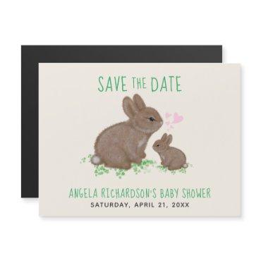 Cute Bunnies Hearts Baby Shower Save The Date Magnetic