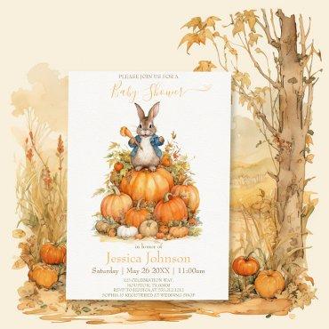 Cute Bunny and pumpkins Fall