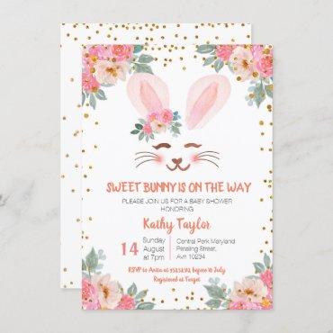 Cute Bunny baby shower girls floral