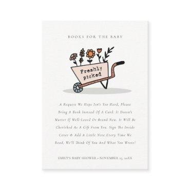 Cute Chic Blush Floral Cart Books For Baby Shower Enclosure Card