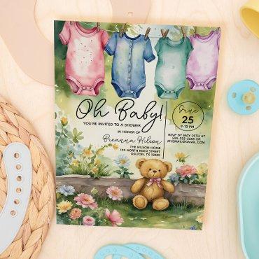 Cute Clothesline Bodysuits Watercolor