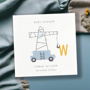 Cute Construction Crane Boy's Urban Baby Shower  Napkins