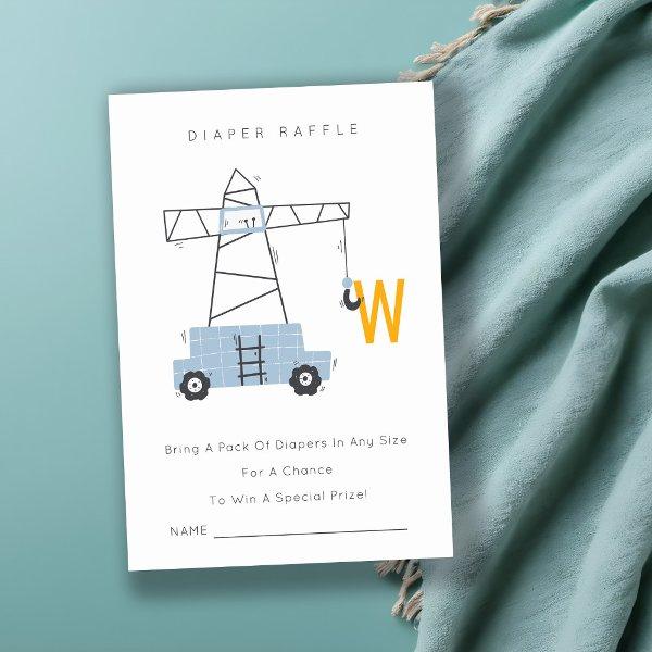 Cute Construction Crane Diaper Raffle Baby Shower  Enclosure Card