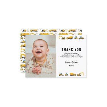 Cute Construction Photo Birthday Thank You Note